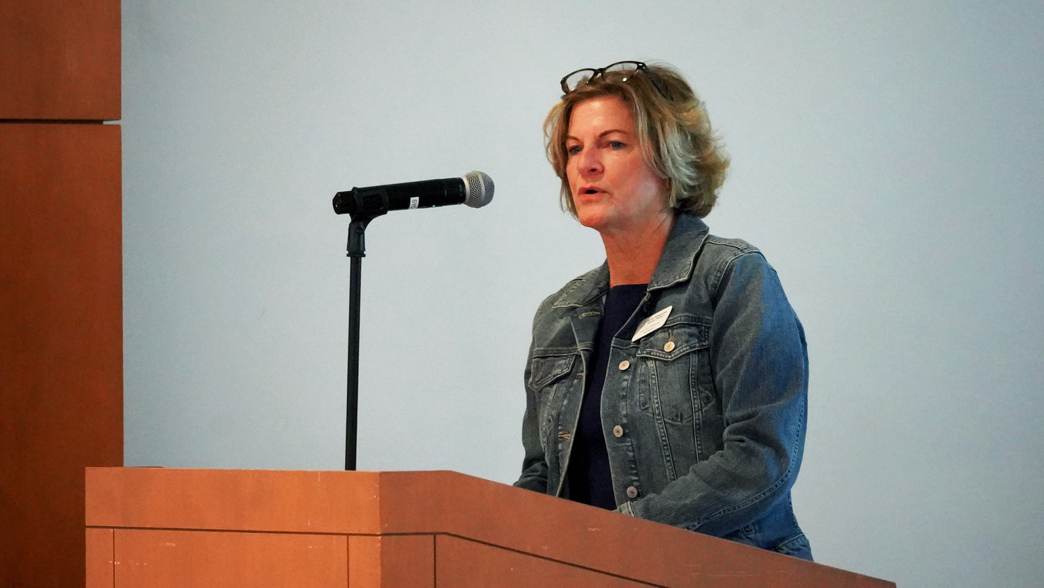 Laura Freese speaking at a public meeting